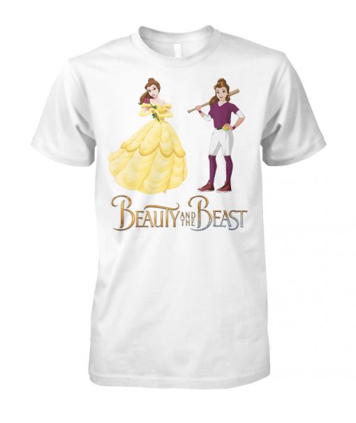 Beauty and the beast belle and baseball girl unisex cotton tee
