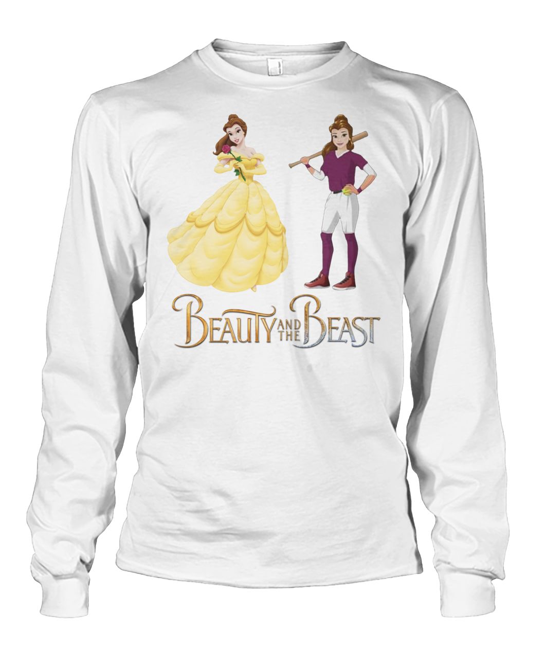 Beauty and the beast belle and baseball girl unisex long sleeve