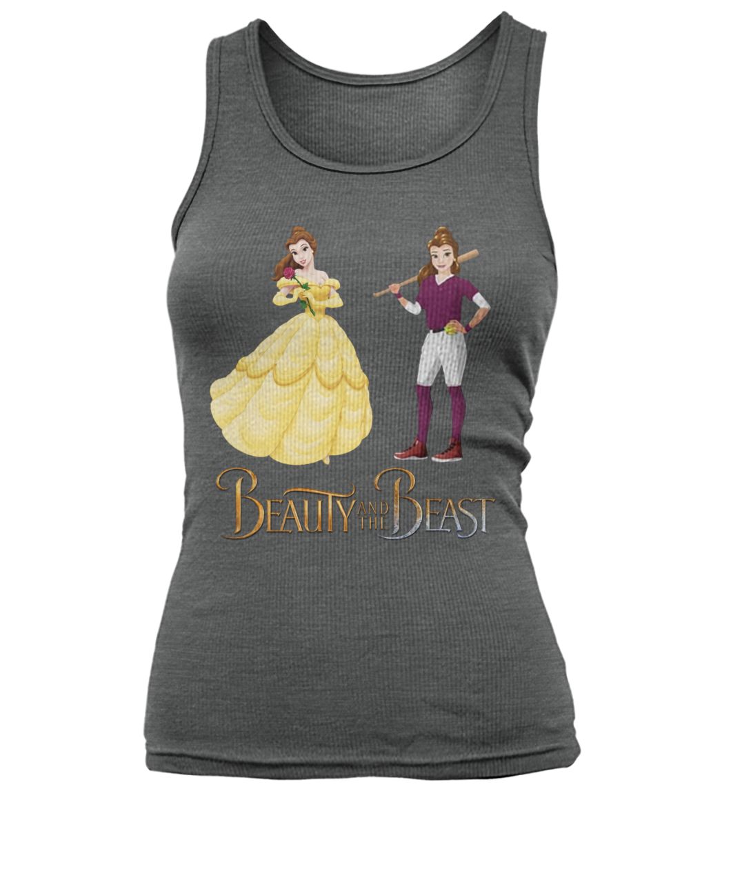 Beauty and the beast belle and baseball girl women's tank top