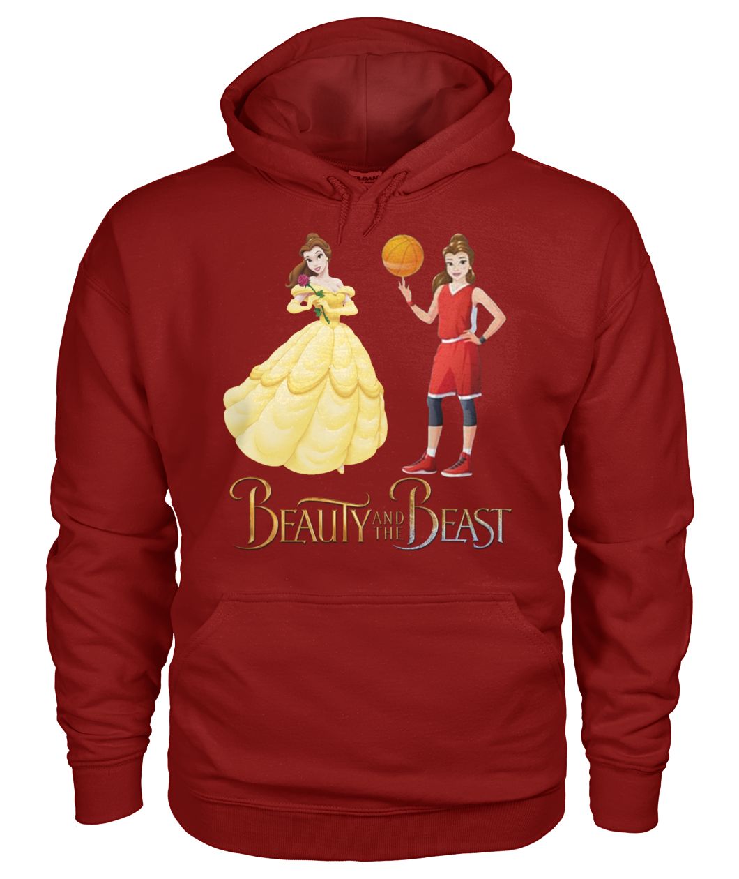 Beauty and the beast belle and basketball girl gildan hoodie