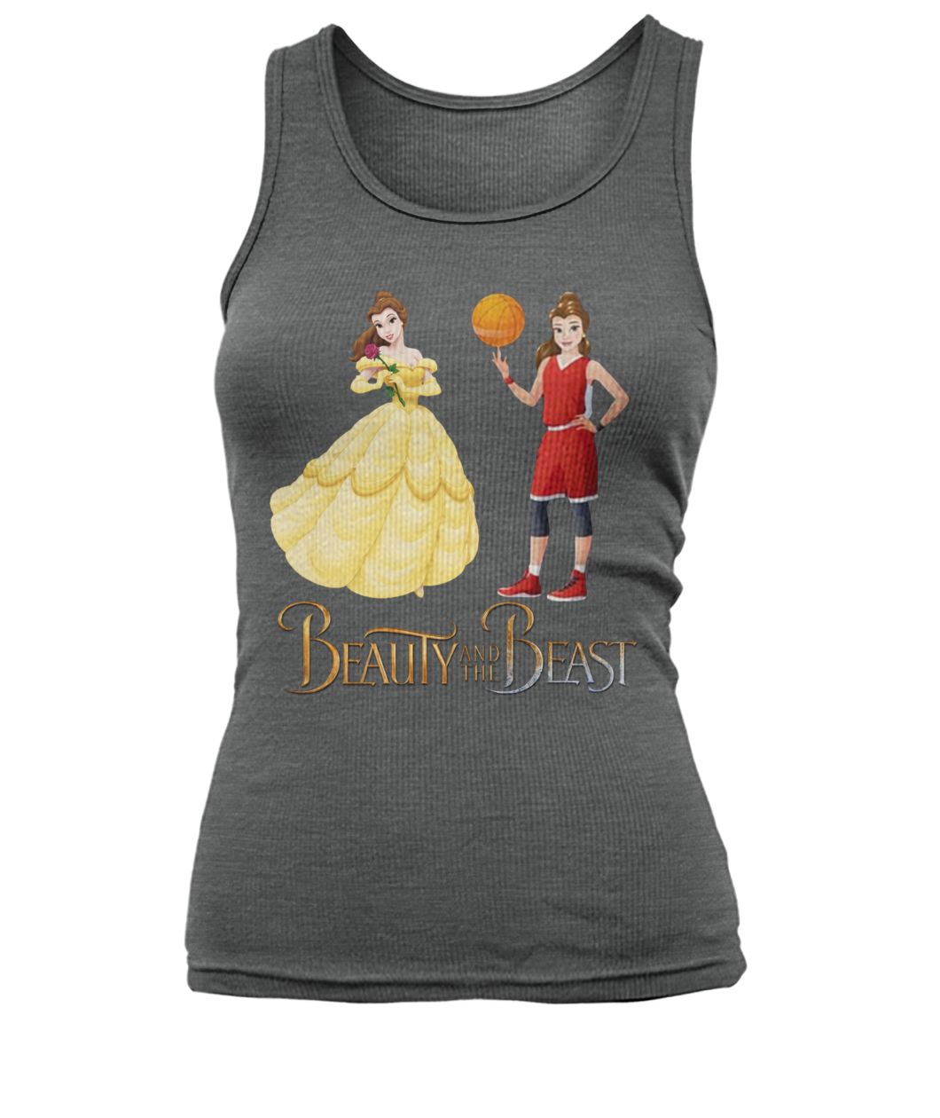 Beauty and the beast belle and basketball girl women's tank top
