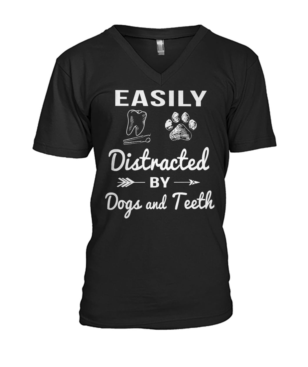 Easily distracted by dogs and teeth mens v-neck