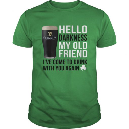 Guinness beer hello darkness my old friend st patrick's day guy shirt