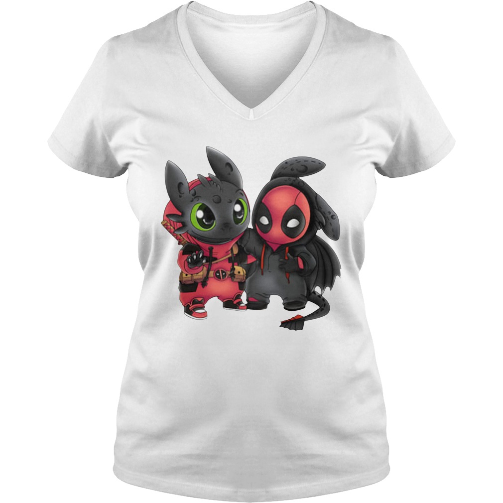 Toothless and deadpool lady v-neck