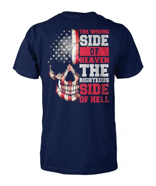 American flag skull the wrong side of heaven the righteous side of hell unisex cotton tee