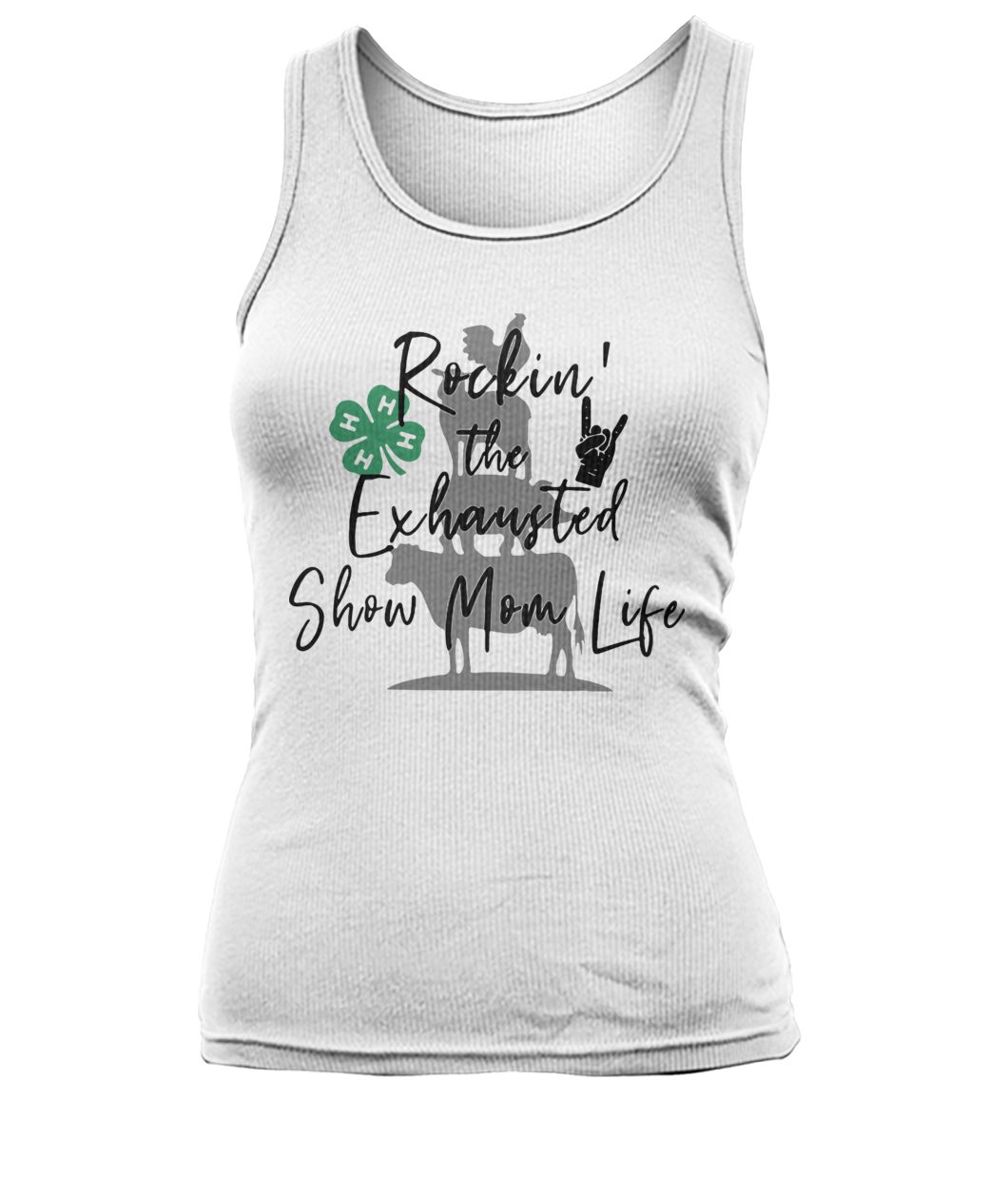 Barbecue with cow pig and chicken rockin' the exhausted show mom life women's tank top