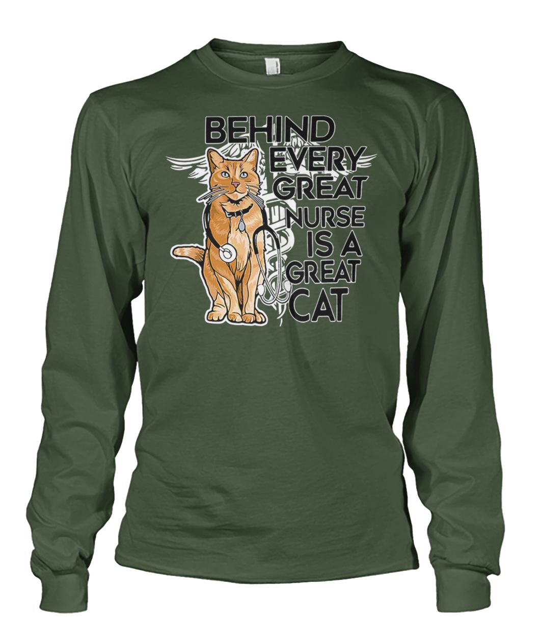 Behind every great nurse is a great captain marvel goose cat unisex long sleeve