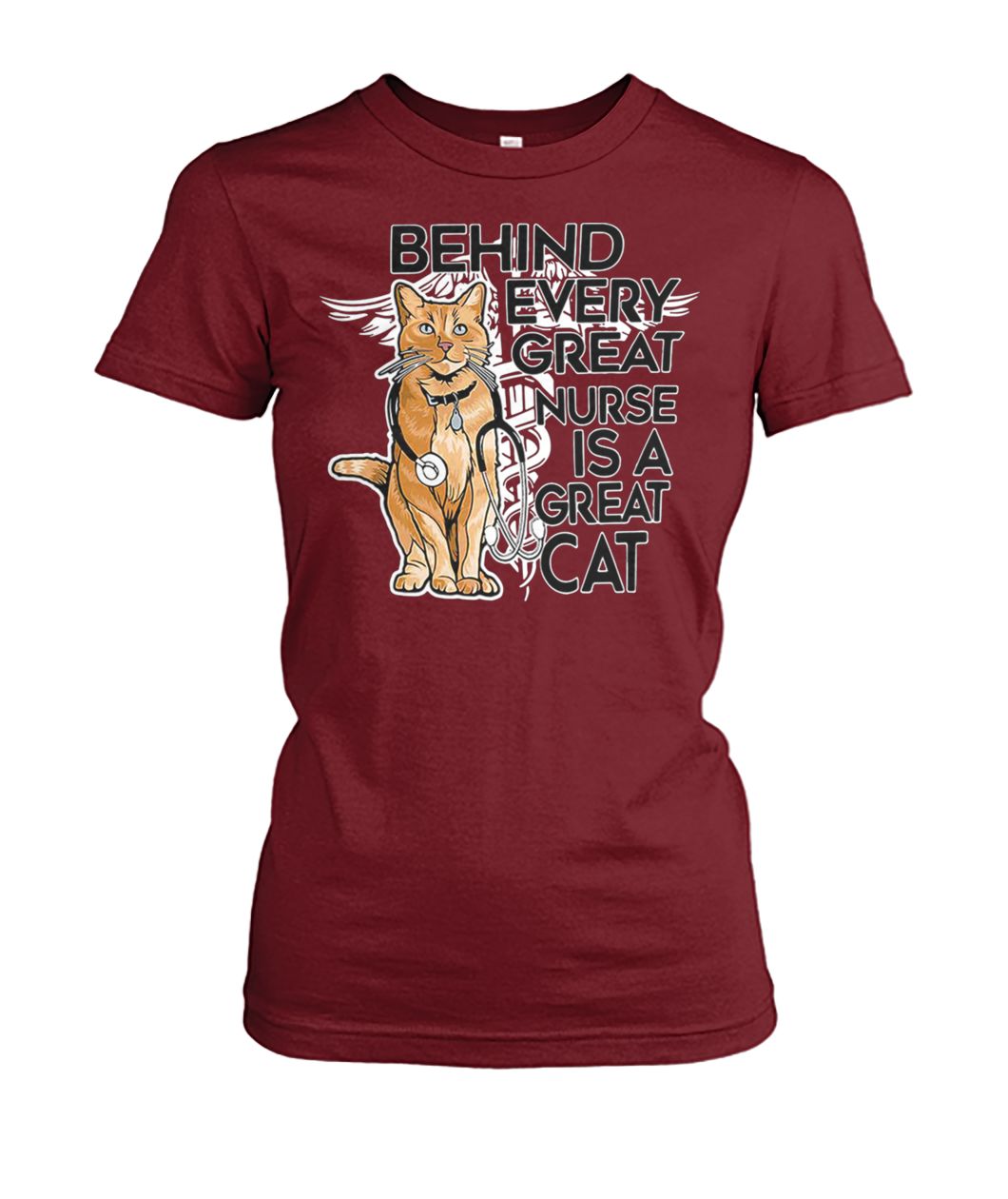 Behind every great nurse is a great captain marvel goose cat women's crew tee