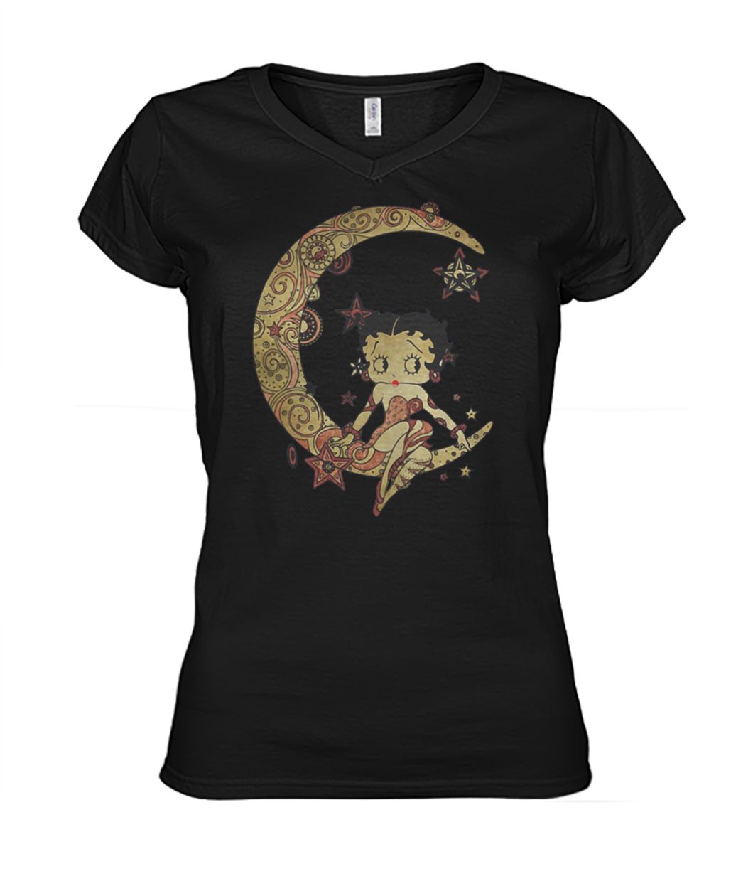 Betty boop on the crescent moon women's v-neck