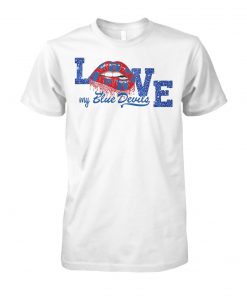 Blue devils drum and bugle corps love my team unisex cotton tee