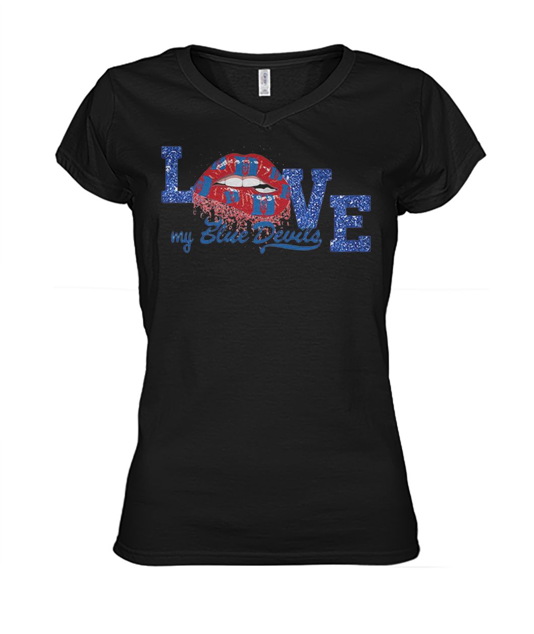 Blue devils drum and bugle corps love my team women's v-neck