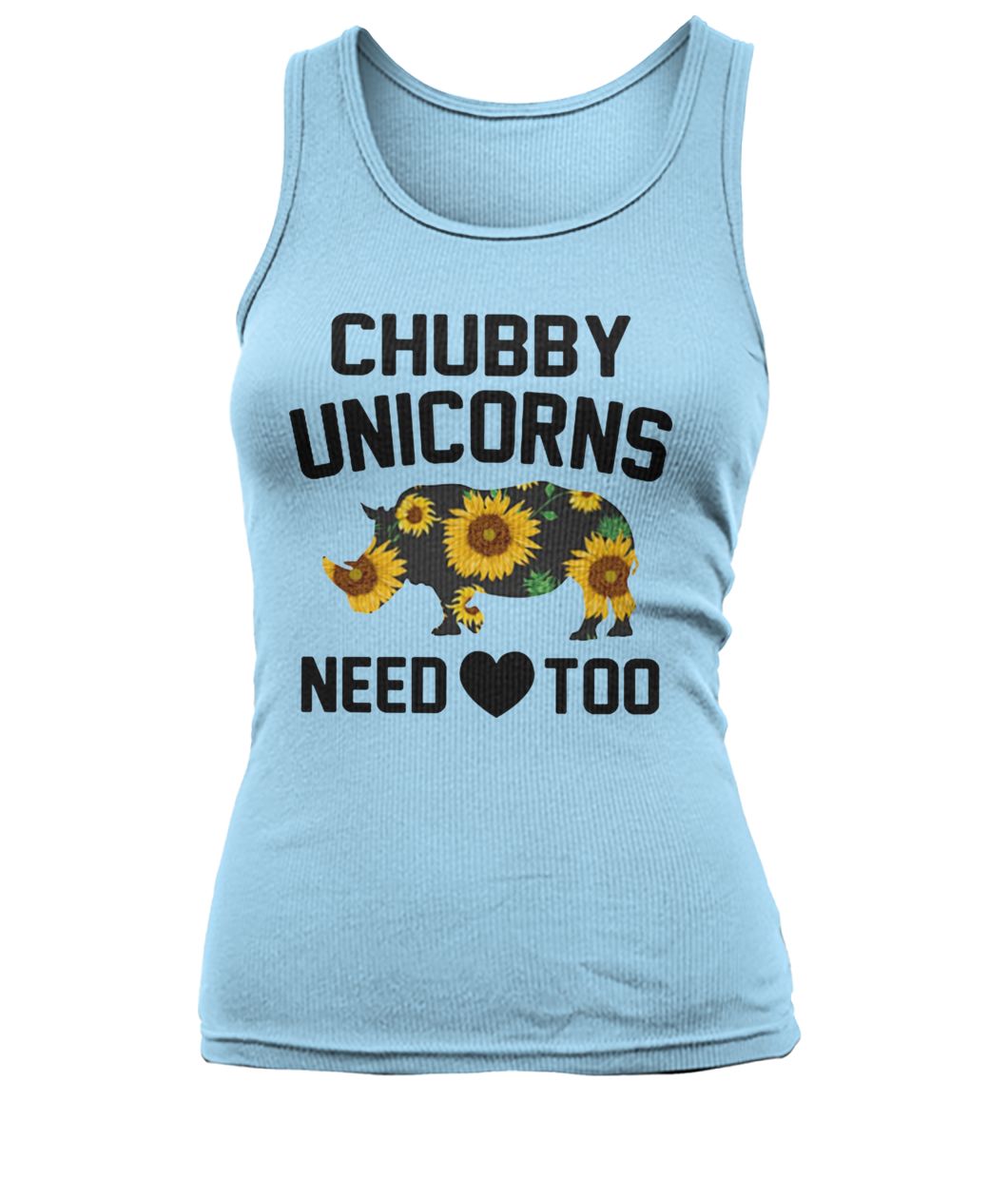 Chubby unicorns need love sunflower women's tank top