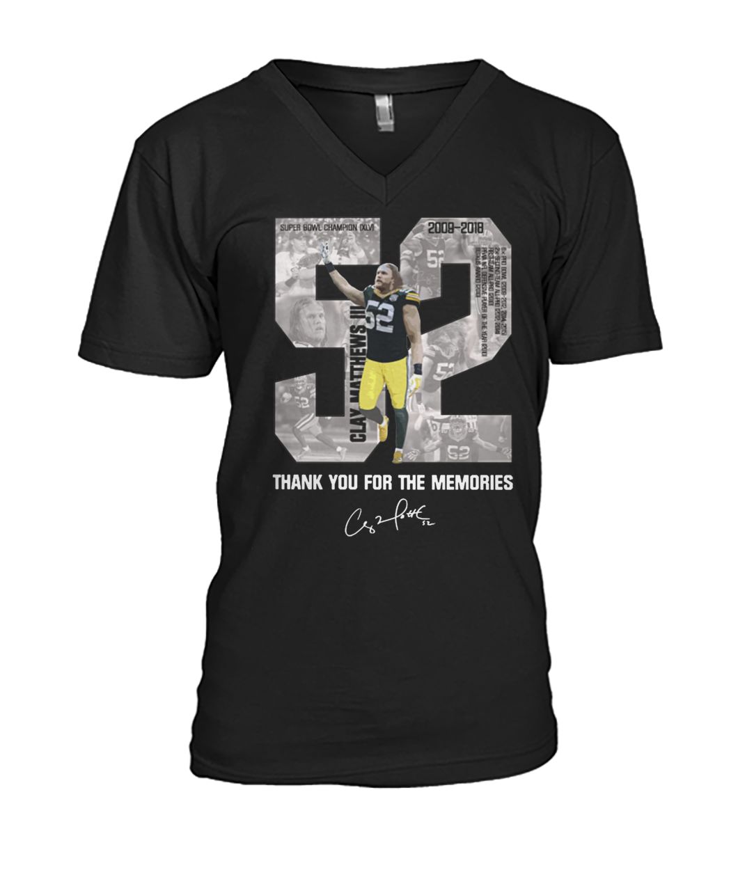 Clay matthews 52 thank you for the memories mens v-neck