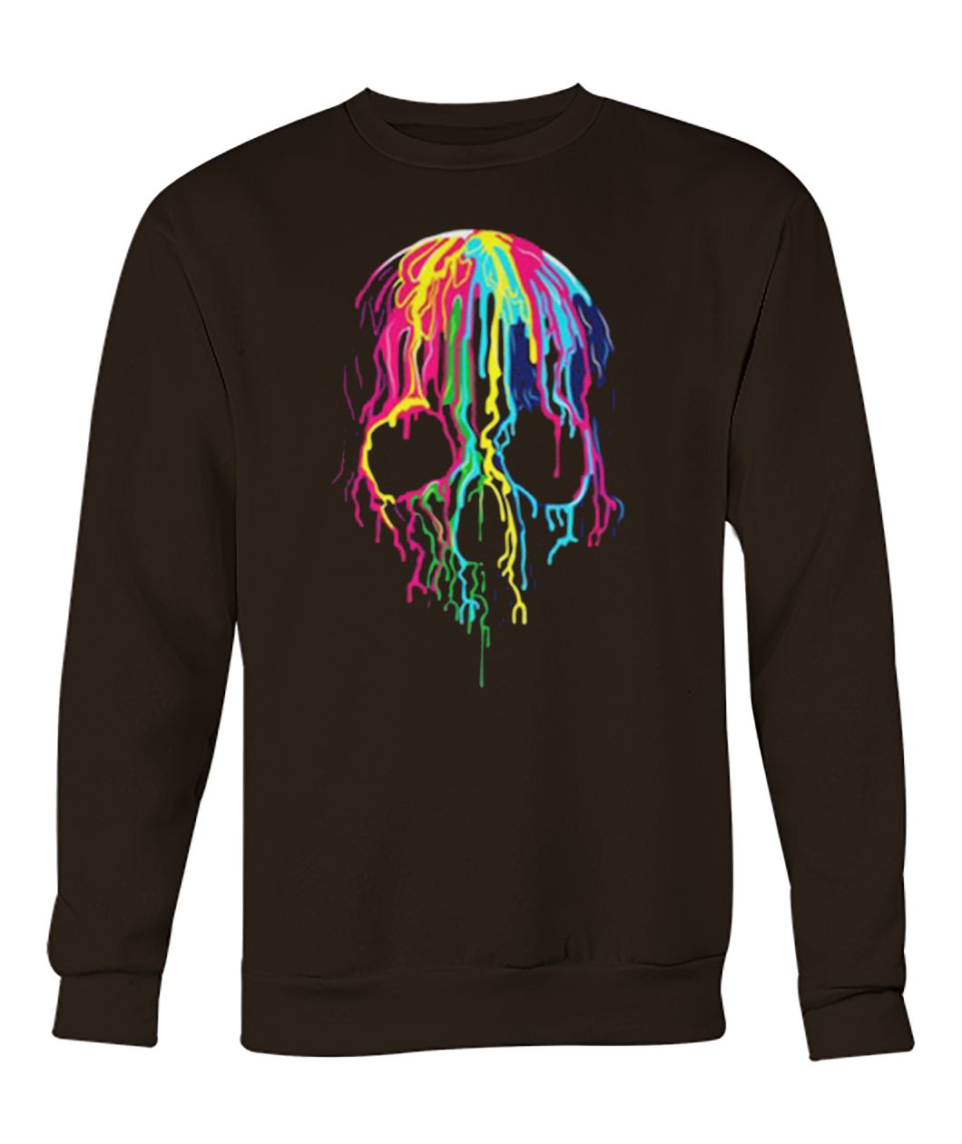Colorful melting skull art graphic halloween crew neck sweatshirt