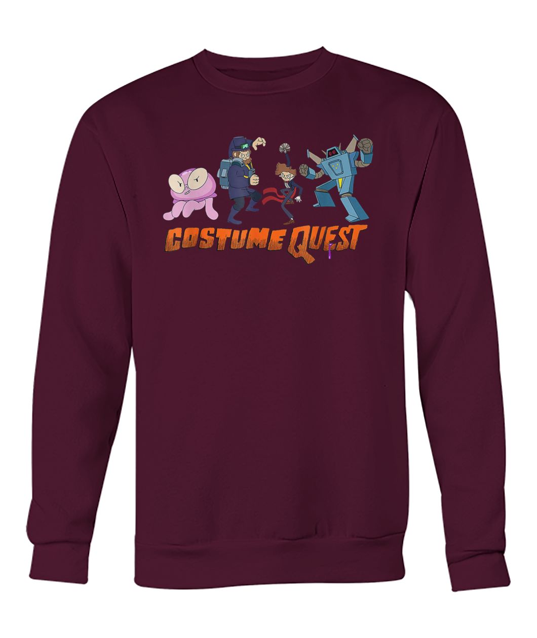 Costume quest cartoon heros crew neck sweatshirt