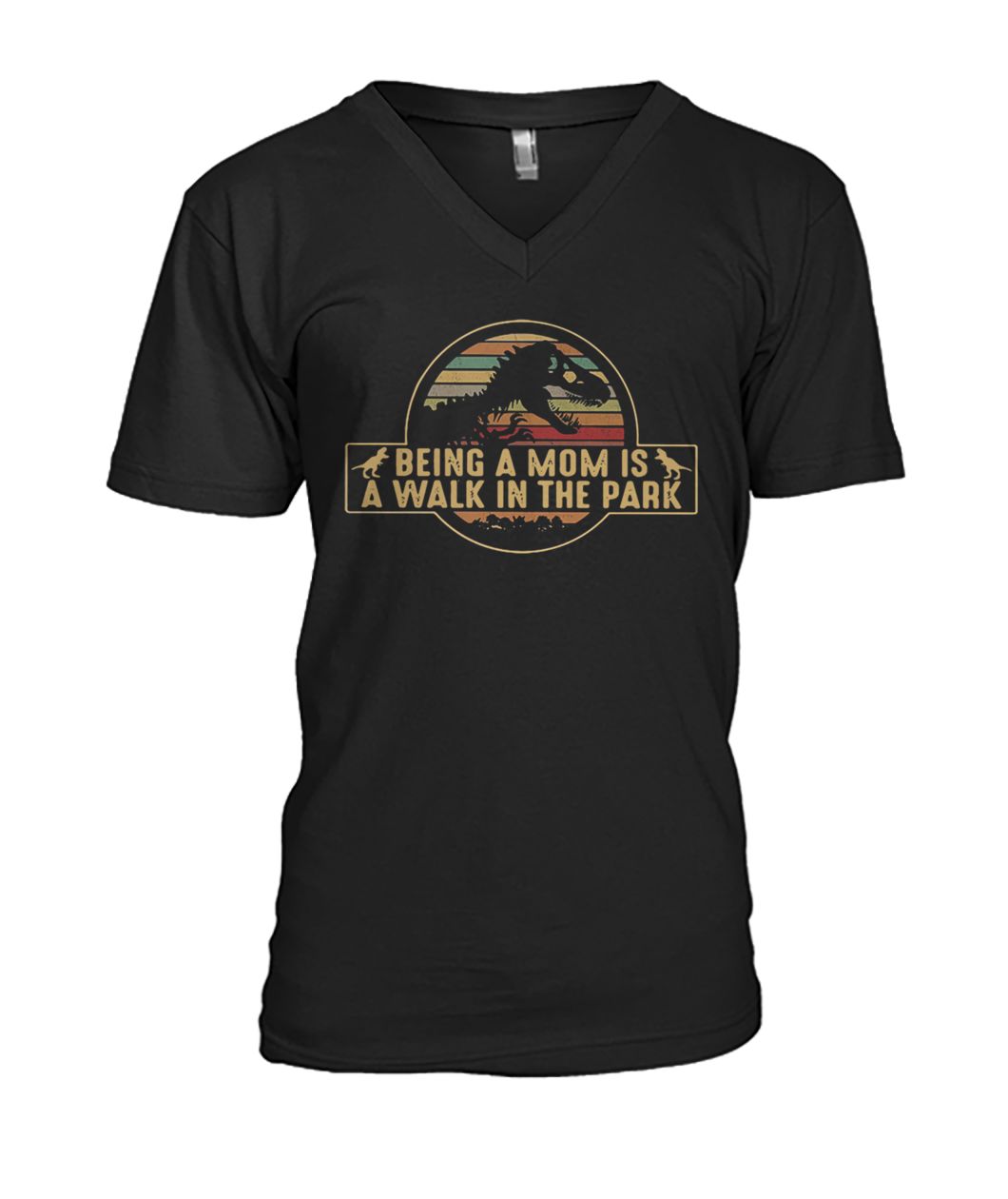 Dinosaurs being a mom is a walk in the park vintage mens v-neck