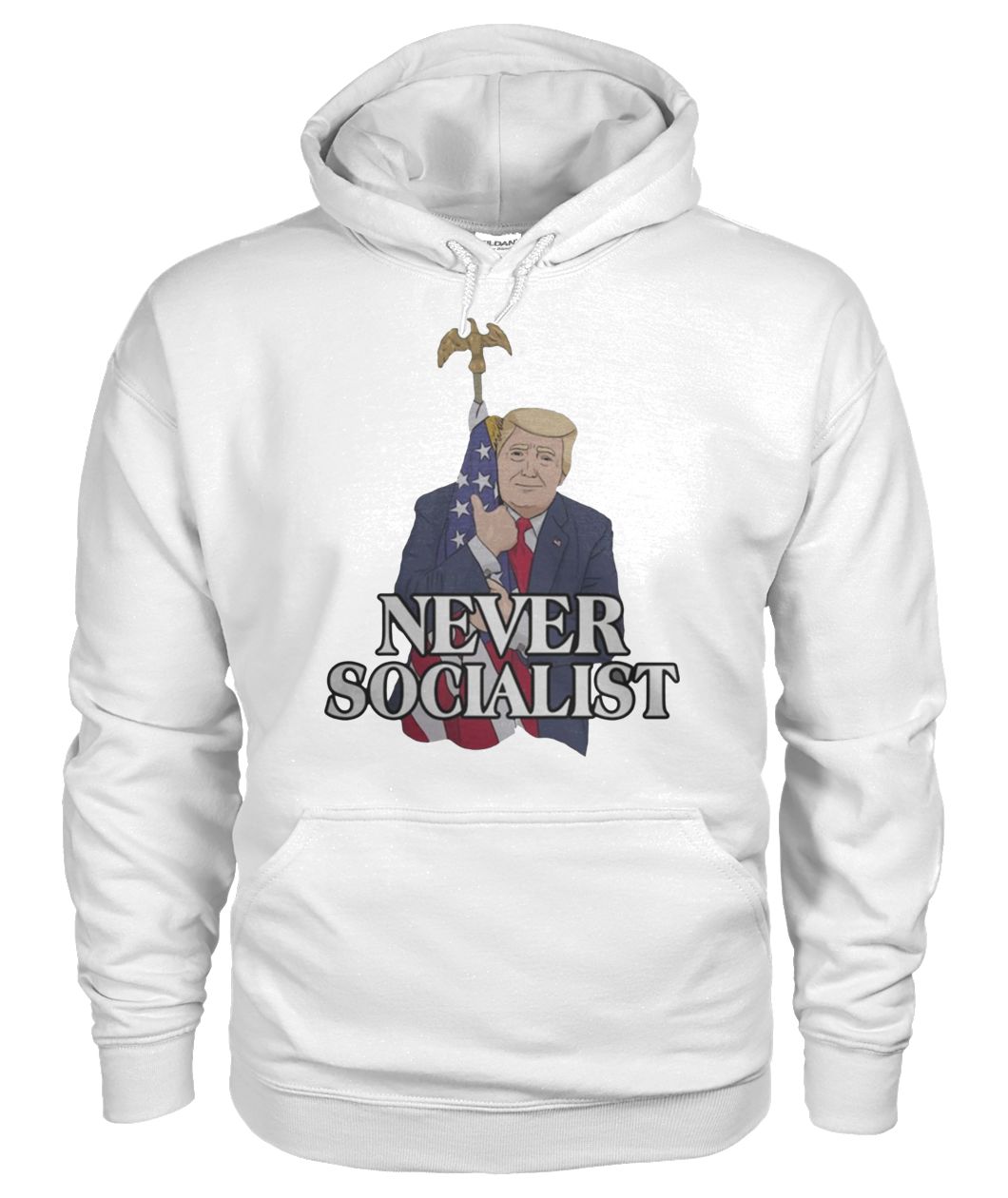 Donald trump love the america flag never socialist gildan hoodie