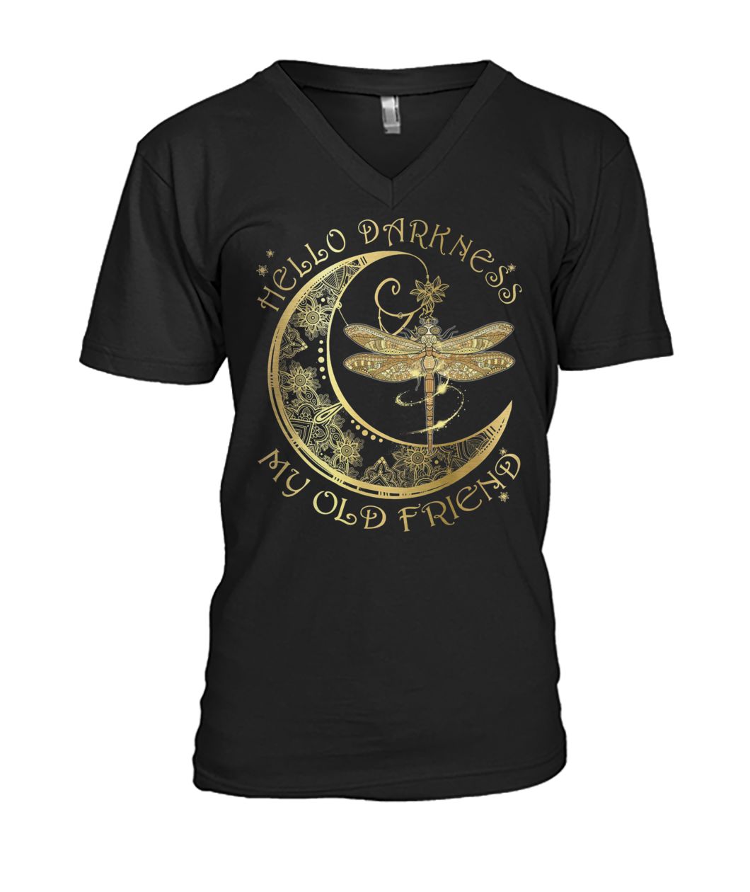 Dragonfly moon hello darkness my old friend mens v-neck