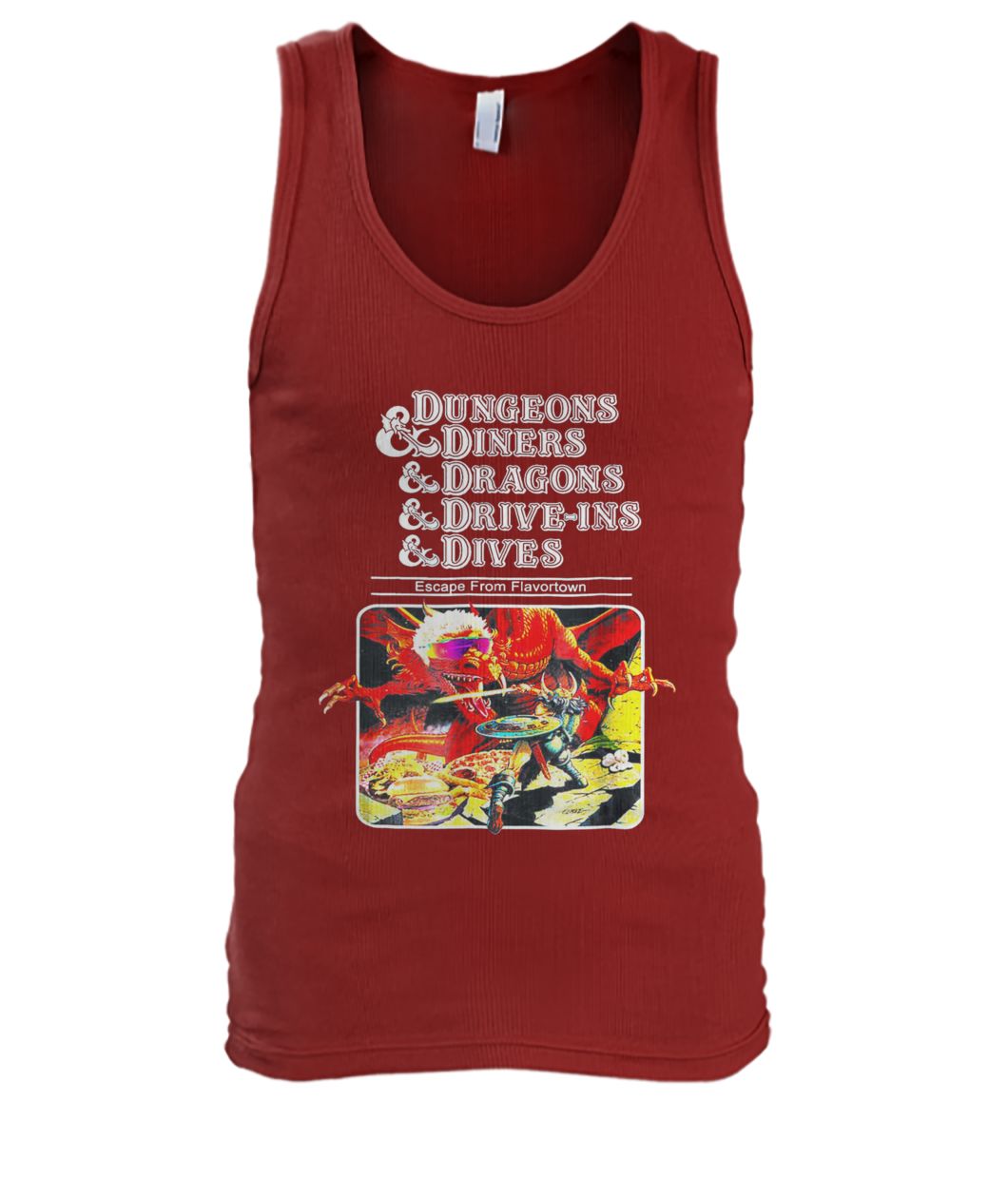 Dungeons and diners dragons drive-ins dives slightly men's tank top