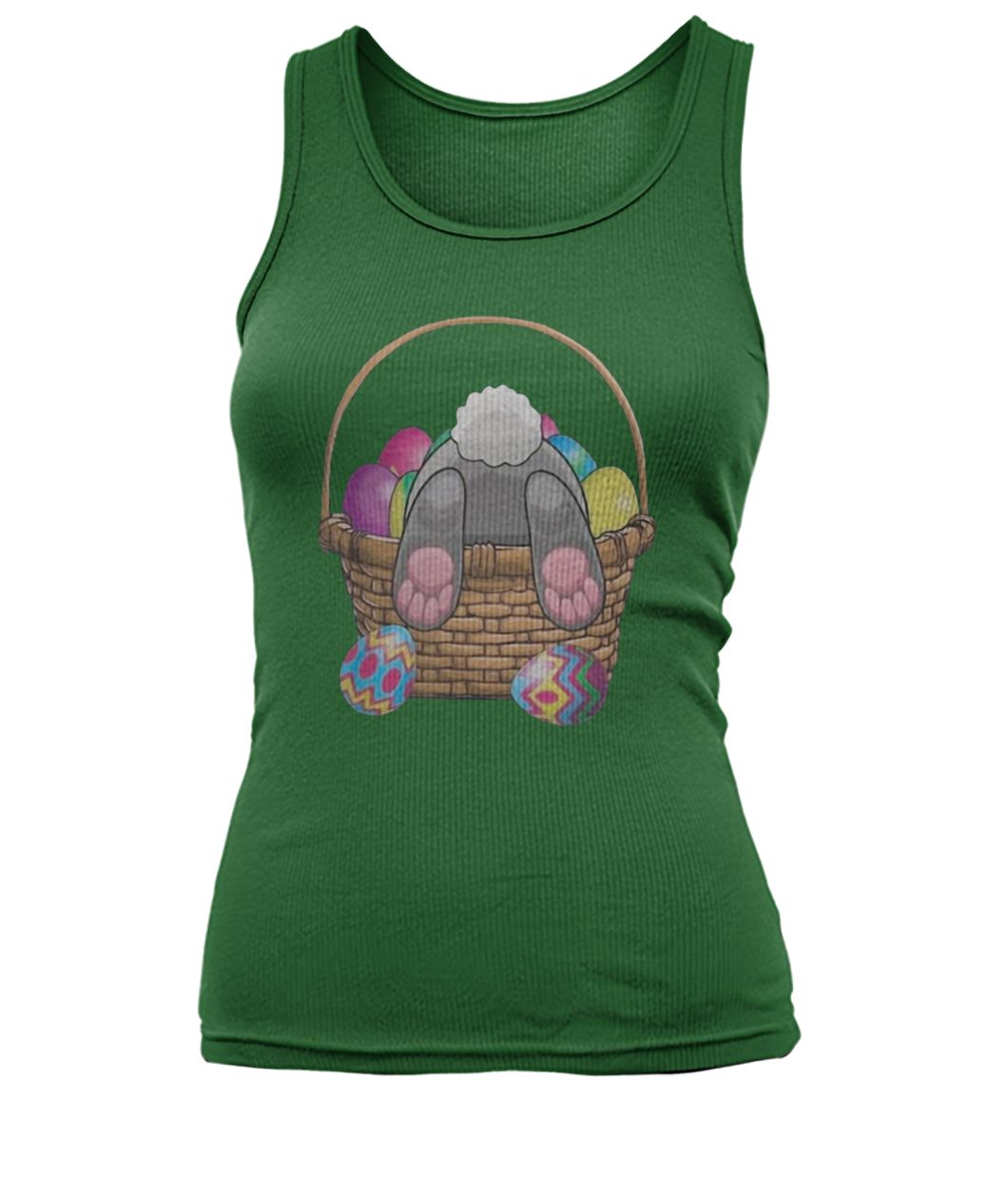 Easter bunny with basket eggs women's tank top