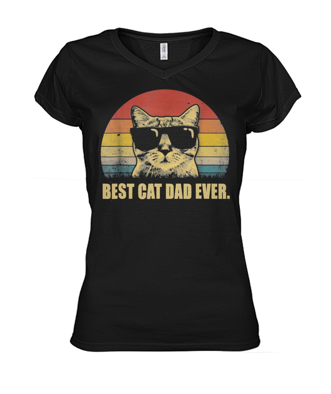Father's day best cat dad ever vintage women's v-neck