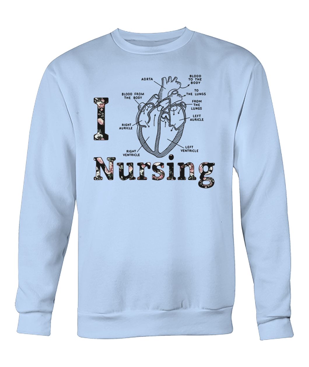Heart anatomy medical I love nursing crew neck sweatshirt