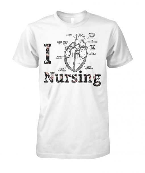 Heart anatomy medical I love nursing unisex cotton tee