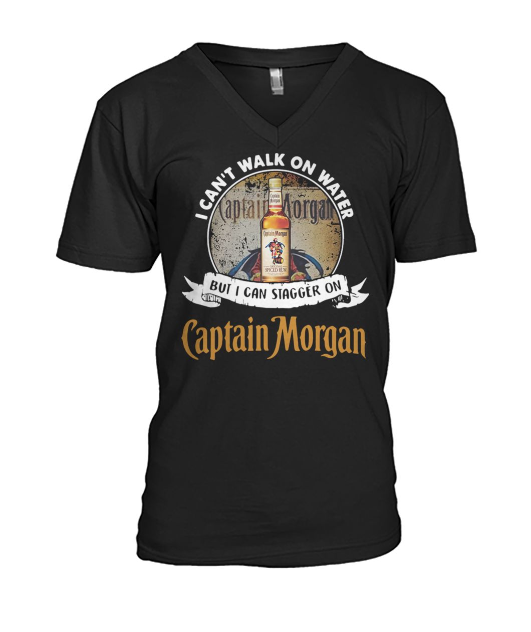 I can't walk on water but I can stagger on Captain Morgan mens v-neck