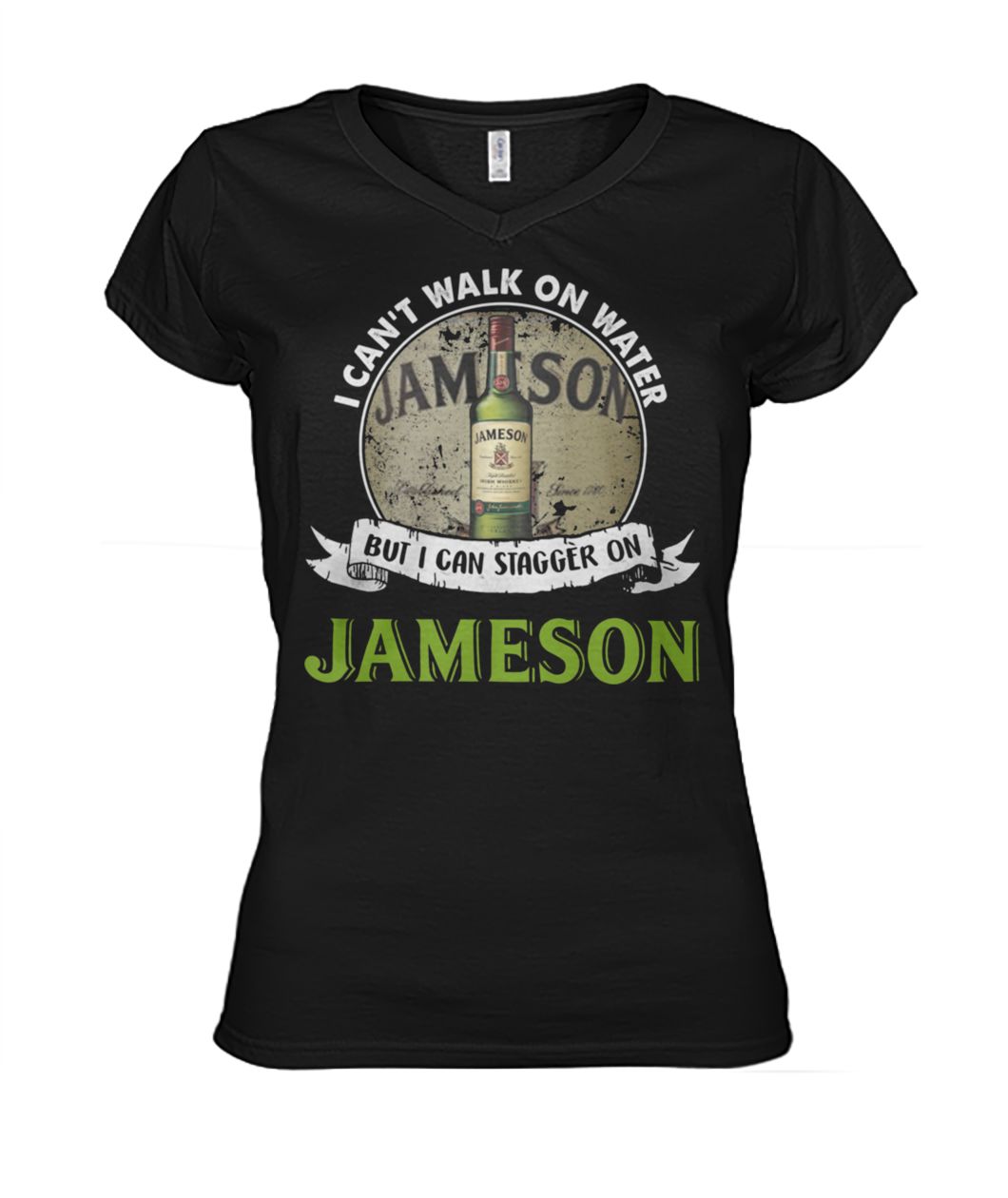 I can't walk on water but I can stagger on jameson women's v-neck