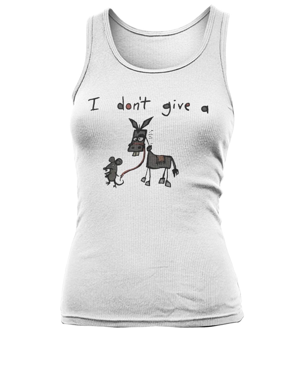 I don't give a rats ass mouse walking donkey women's tank top