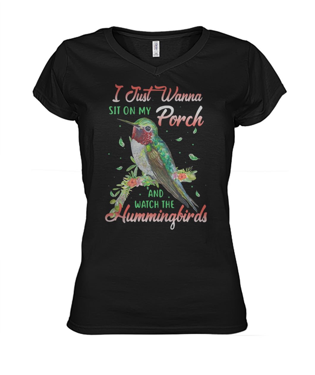 I just wanna sit on my porch and watch the hummingbirds women's v-neck