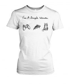 I'm a simple woman I love game pizza and cat women's crew tee