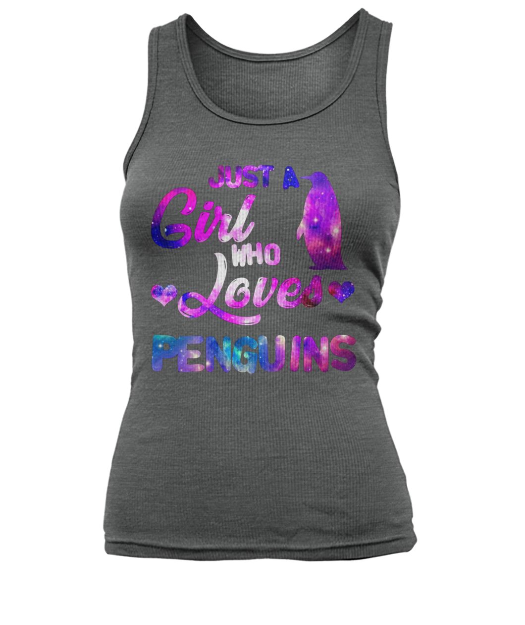 Just a girl who loves penguins galaxy women's tank top