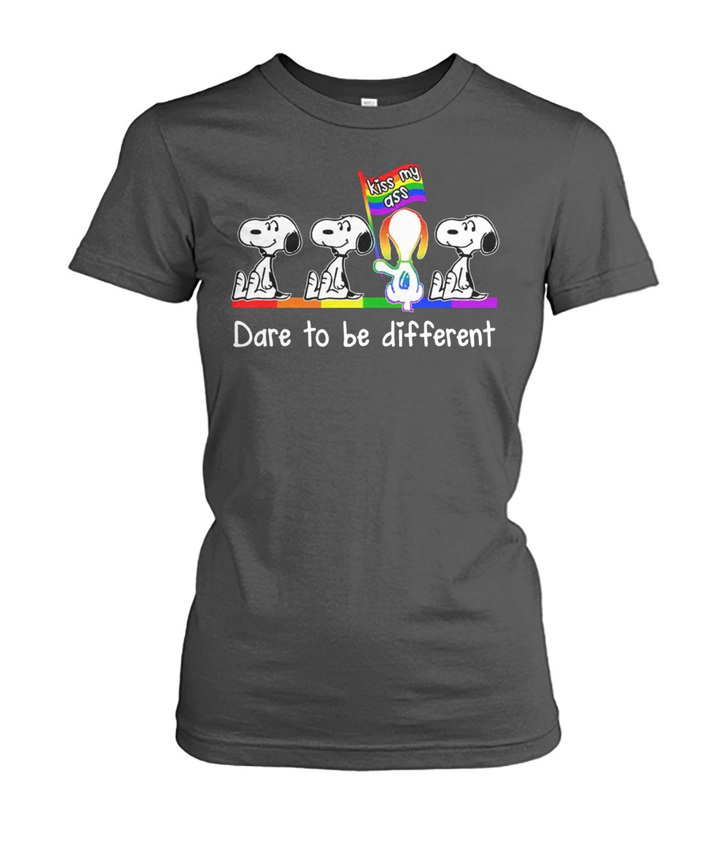 LGBT snoopy kiss my ass dare to be different women's crew tee