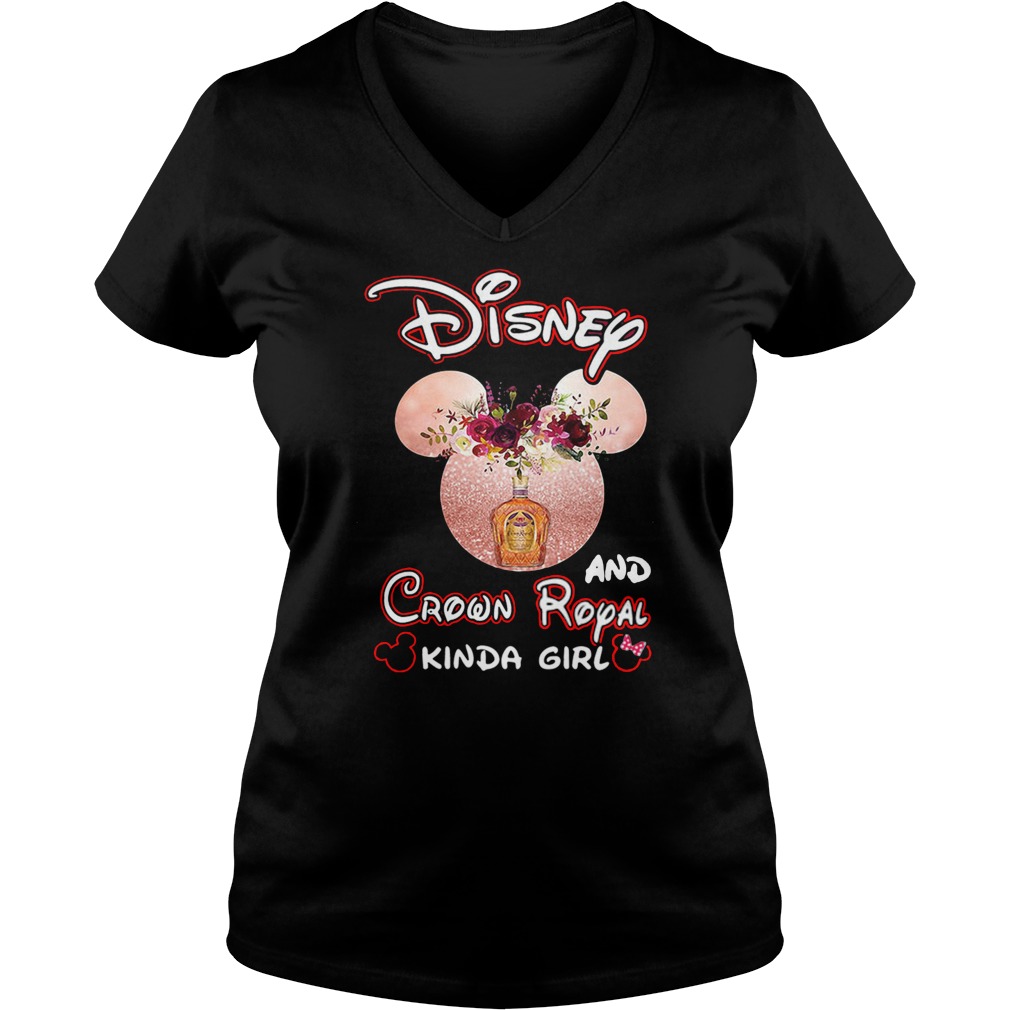 Mickey mouse disney and crown royal kinda girl lady v-neck