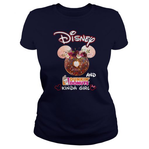 Mickey mouse disney and dunkin donuts kinda girl lady shirt