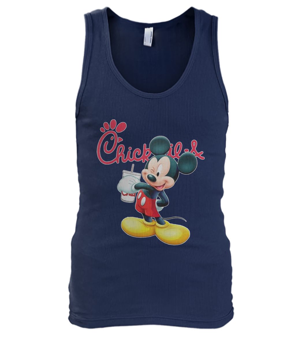 Mickey mouse drinking chick fil-a men's tank top