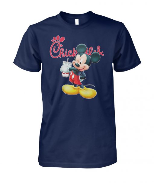 Mickey mouse drinking chick fil-a unisex cotton tee