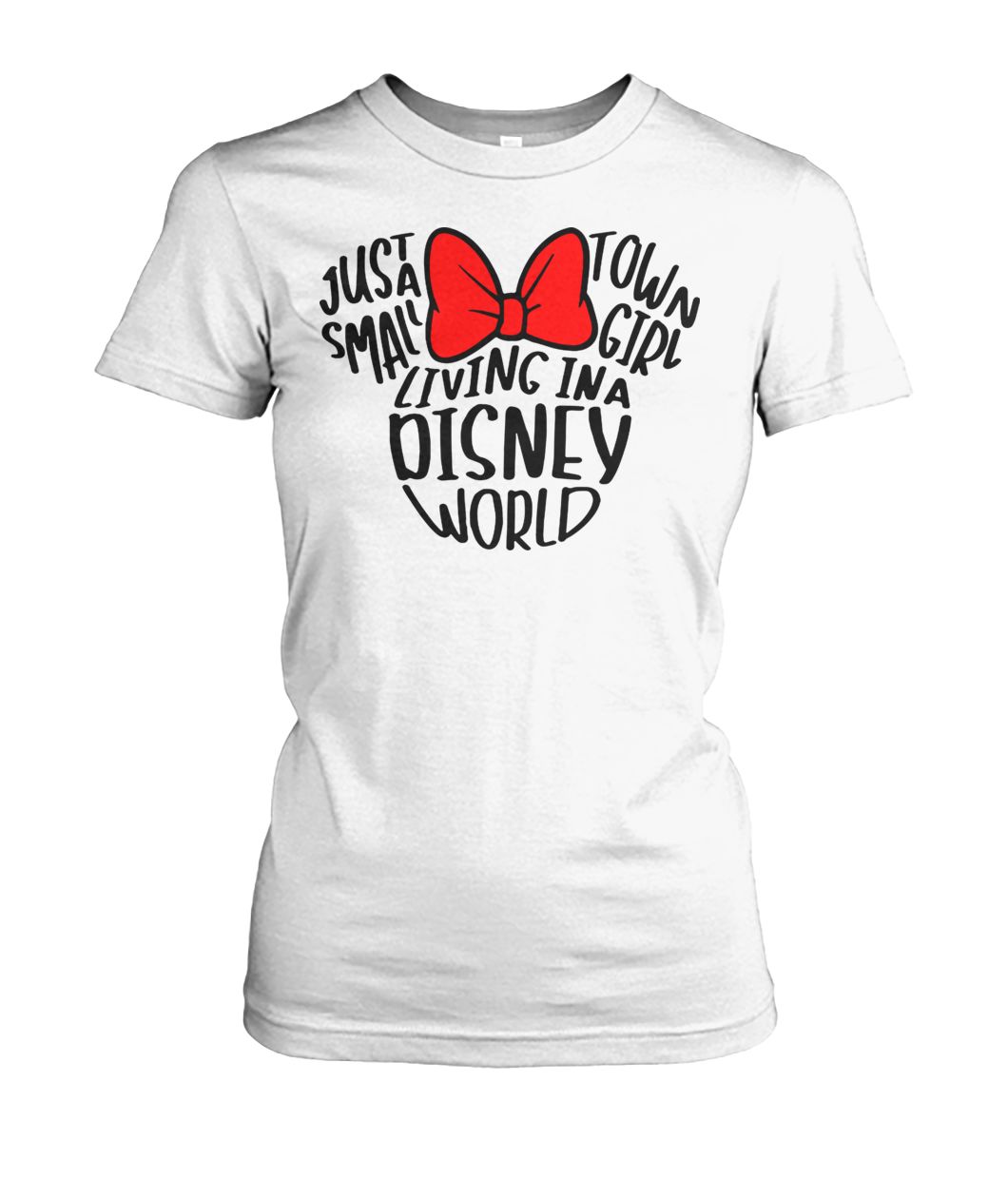Mickey mouse just a small town girl living in a disney world women's crew tee