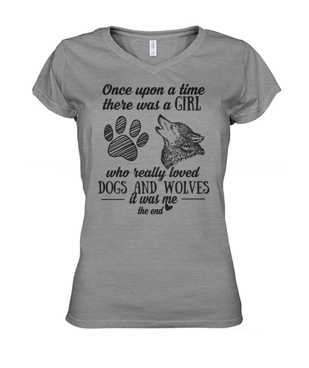 Once upon a time there was a girl who really loved dogs and wolves women's v-neck