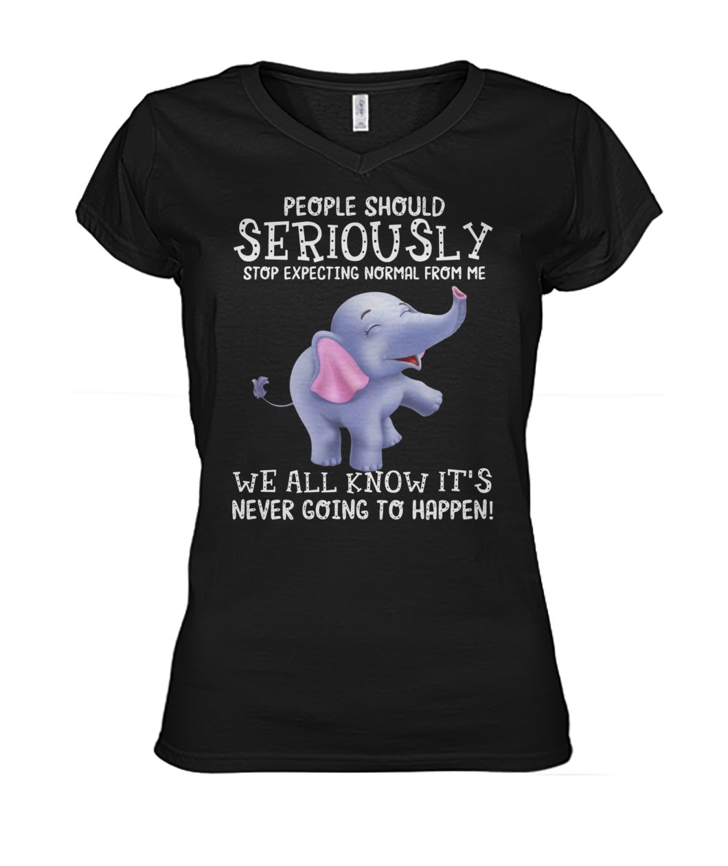 People should seriously stop expecting normal from me baby elephant women's v-neck