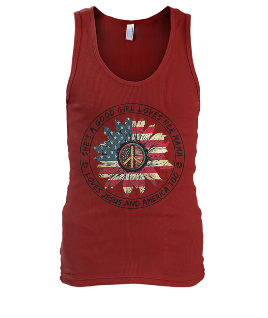 She's a good girl loves her mama loves jesus and america too hippie men's tank top