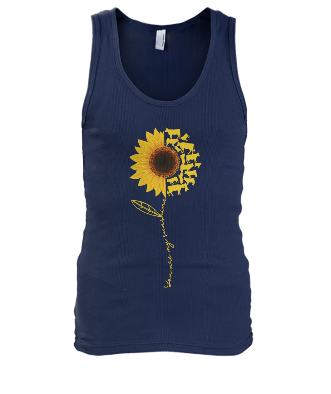 You are my sunshine sunflower cow men's tank top