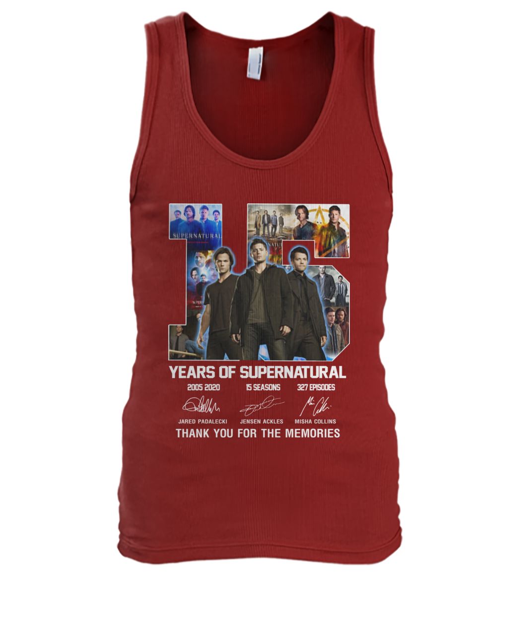 15 year of supernatural thank you for the memories men's tank top