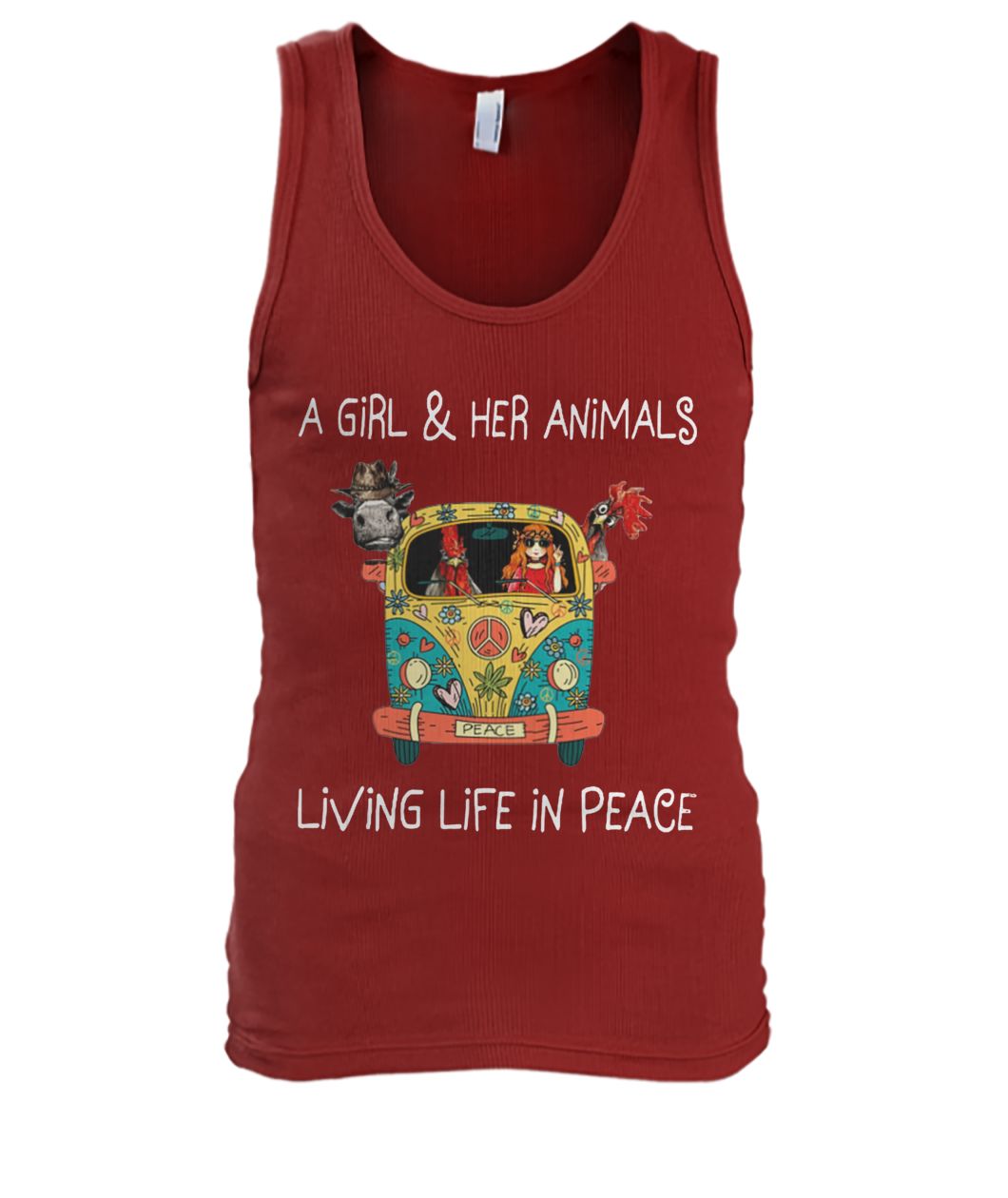 A girl and her animals living life in peace hippie men's tank top