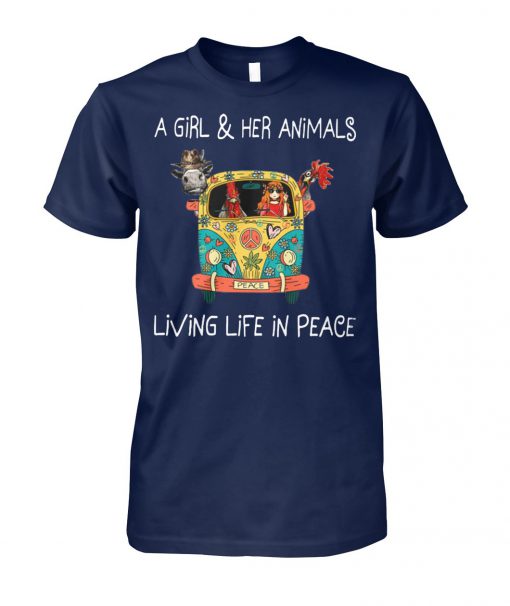 A girl and her animals living life in peace hippie unisex cotton tee