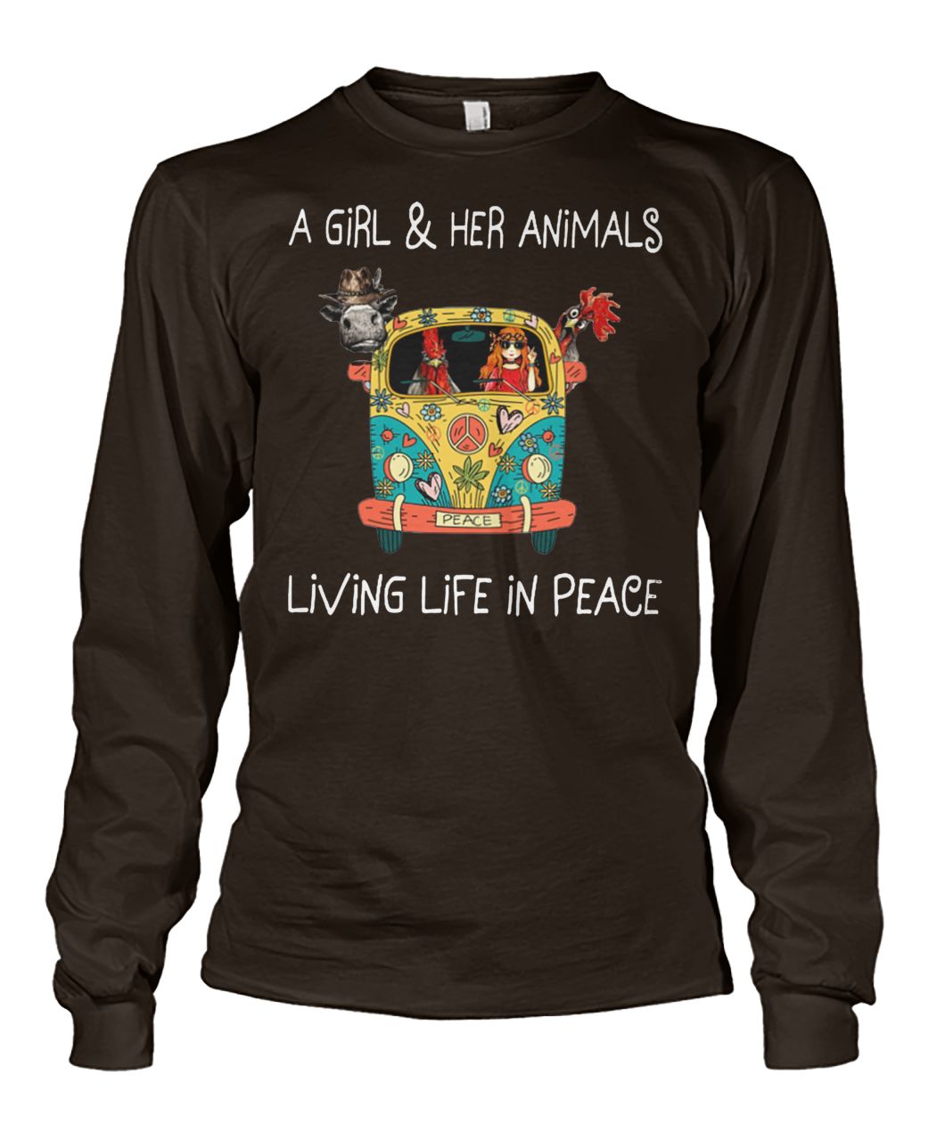 A girl and her animals living life in peace hippie unisex long sleeve