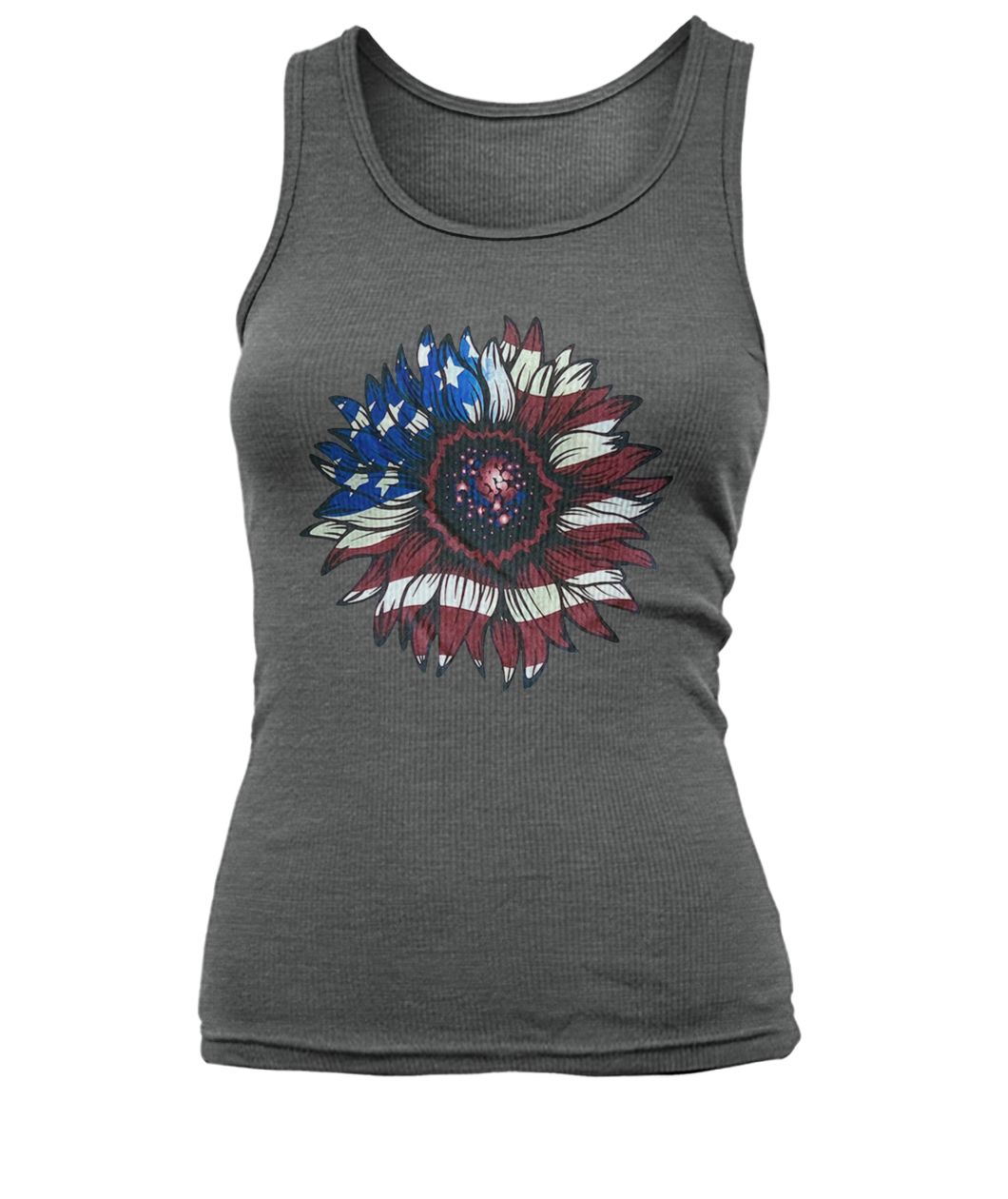 American flag sunflower women's tank top