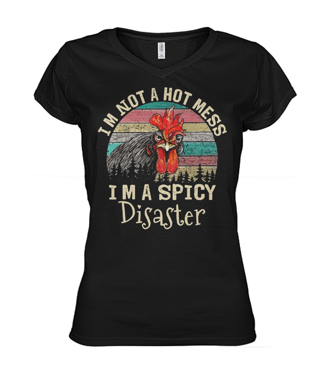 Chicken I'm not a hot mess I'm a spicy disaster vintage women's v-neck