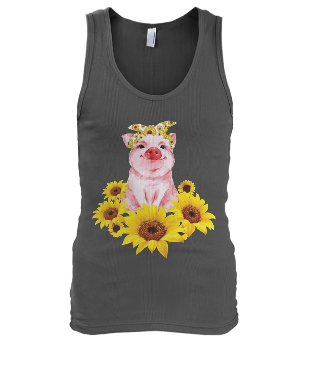 Cute pig with sunflowers men's tank top
